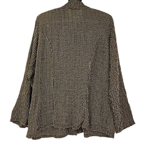 Match Point Seersucker Gingham Plaid Button Up Top Womens Size M Boxy Lagenlook - Picture 2 of 11